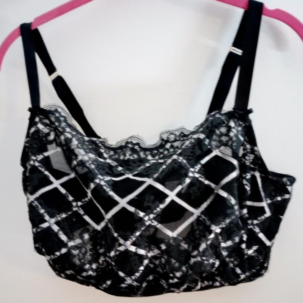 Lacey Black & Silver Balconette Cacique Bra - 44DDD